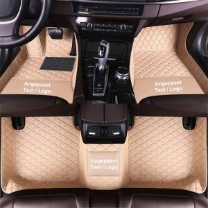 Alfombrillas en Cuero Personalizadas para MG ZS HS MG4 MG5, Impermeable Antideslizante Alfombras de PU Cuero del Coche Beige
