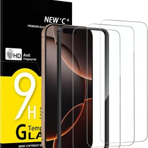 NEW’C Protector Pantalla para iPhone 17, 17 Pro/16 Pro, Cristal Templado