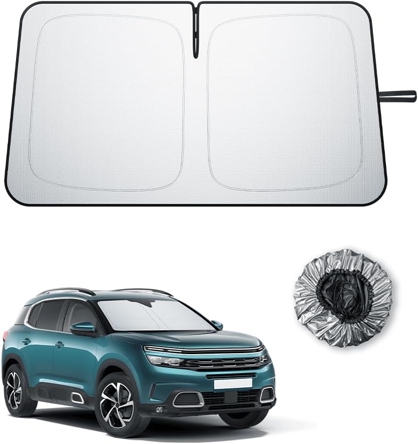 BIBIBO Compatible con Citroen C5 Aircross/Hybrid 2018-2025, protección Solar, protección UV, Parabrisas Delantero, sombrilla de Coche, Tela sin Arrugas, Parasol Interior, Parabrisas C5 Aircross