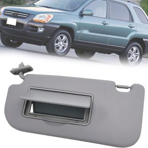 Visera Parasol Interior para Kia Sportage 2005-2010, Delantero Parabrisas Protección Solar Coche Izquierdo Derecho Lado Conductor Pasajero con Espejo, Beige Gris 8520103000, Grey-Left