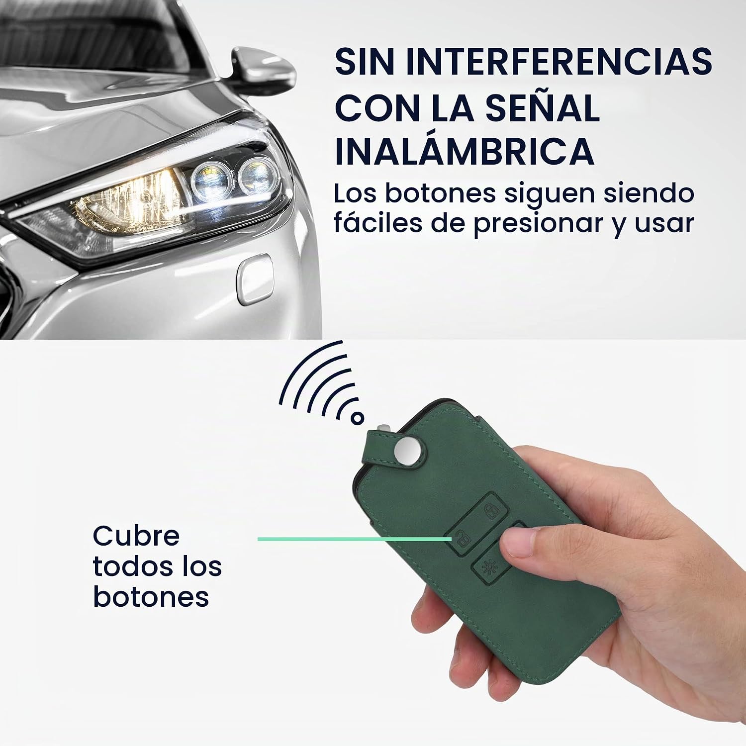 kwmobile Funda Compatible con Renault Smart Key 4 Botones (Keyless Go) - Carcasa de Piel Sintética para la Tarjeta Llave - Verde Oscuro - Imagen 2