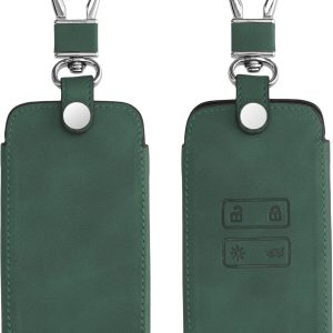 kwmobile Funda Compatible con Renault Smart Key 4 Botones (Keyless Go) – Carcasa de Piel Sintética para la Tarjeta Llave – Verde Oscuro