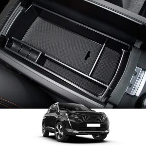 CDEFG Peugeot 3008 5008 GT 2016-2022 2023 Caja de almacenamiento, Consola Central Apoyabrazos Caja del coche Interior Center Armrest Storage Box, Con Tapete Antideslizante Accesorios Interiores