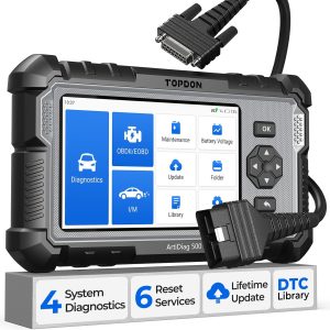 TOPDON AD500 OBD2 diagnosis coche multimarca con 4 Sistemas y 6 Funciones de Reinicio, Sistema de Motor ABS SRS Transmisión, reinicio para aceite/SAS/TPMS/ETS/BMS/freno, Actualización gratuita de WiFi