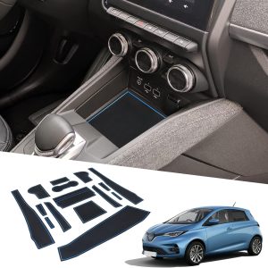 BIXUAN Alfombrillas Antideslizantes para Consola Central Compatible con Renault Zoe 2020-2024, Reposabrazos, Portavasos y Ranuras de Puerta, 15 Unidades