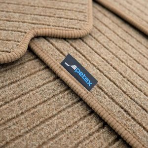 PETEX Juego de Alfombrillas de Coche aptas para MG S5 EV (eléctrica) a Partir de 06/2025, Juego de Alfombrillas en Terciopelo, Color Beige, 3 Piezas