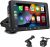 Pantalla de coche de 7″ con CarPlay y Android Auto inalámbricos, radio portátil táctil, transmisor FM, AUX, USB, cámara trasera, plug & play para la mayoría de coches