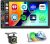 Radio Hikity 2 DIN con pantalla táctil IPS de 7″, CarPlay y Android Auto inalámbricos, reproducción de vídeo online, salida de vídeo, FM, BT, SWC, cámara trasera y micrófono