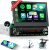 Radio podofo 1 DIN Bluetooth DAB+ con CarPlay y Android Auto inalámbricos, pantalla táctil motorizada de 7″, Mirror Link, FM, USB, Type-C, AUX, micrófono y cámara de marcha atrás